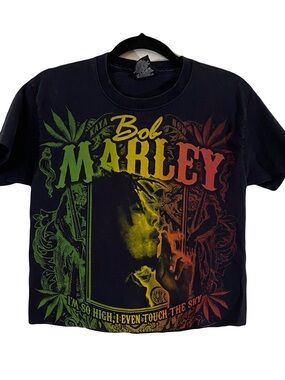 Bob Marley Graphic Tee - Black with Green/Yellow/Red Print